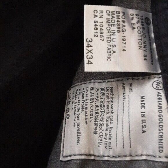 AG Adriano Goldschmied the protégé straight Leg men's pants size 34X34 - Picture 9 of 11